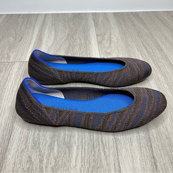 Rothy’s Sapphire Zebra Square Toe Ballet Flat Animal Print Shoes Size 9.5 - Picture 2 of 9